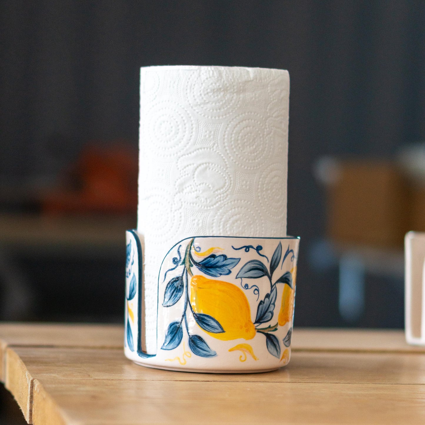 Paper Towel Holder Lemon Dream, Paper Roll Holder, Handmade Pottery Kitchen Lemon Decor
