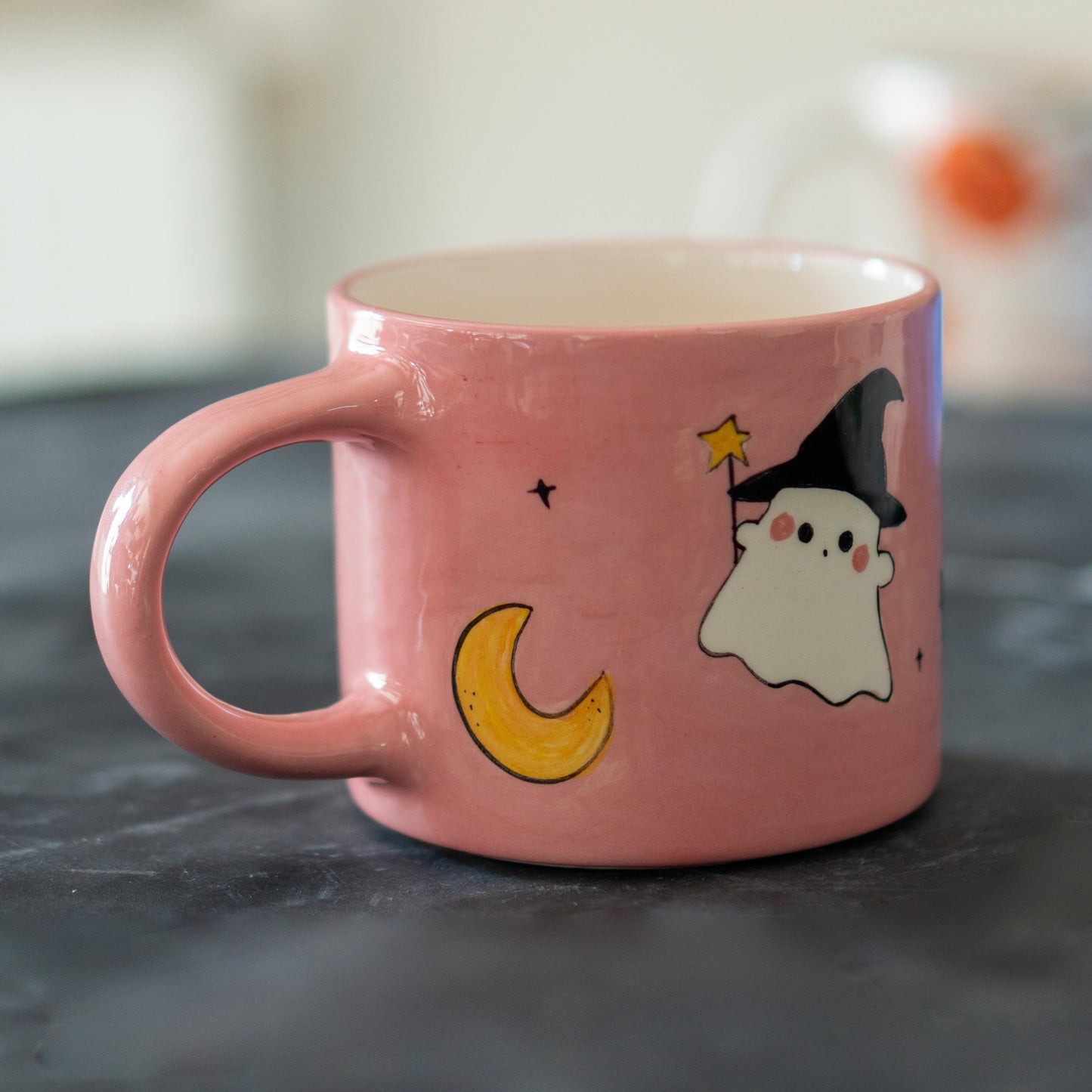 Ghost and Cat Mug - Cute Halloween, Handmade Ceramic Mug, Cute Witch Ghost