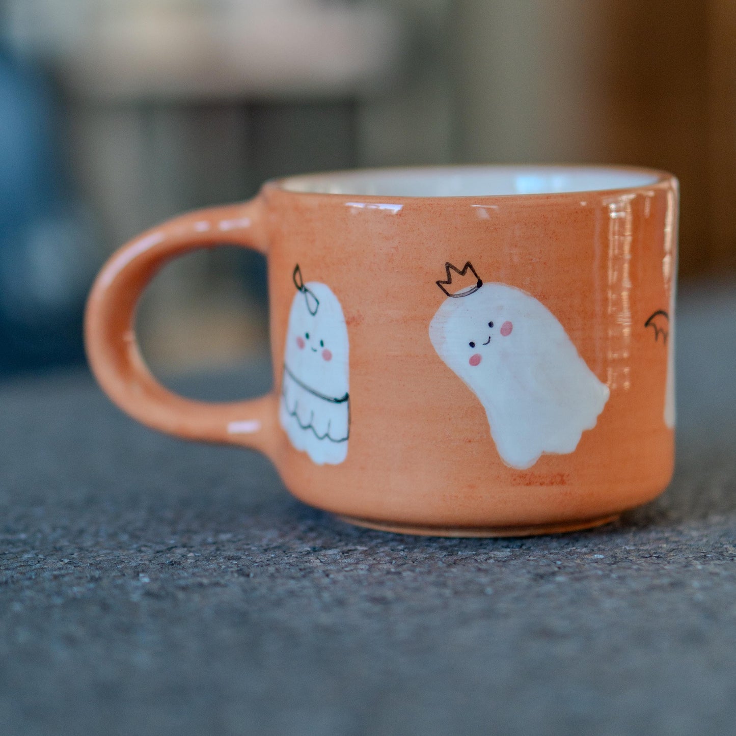 Cute Halloween Ghost Mug - Hand-Painted Ceramic Mug with Adorable Ghosts, Perfect Halloween Gift, Fun Fall Decor Coffee Cup