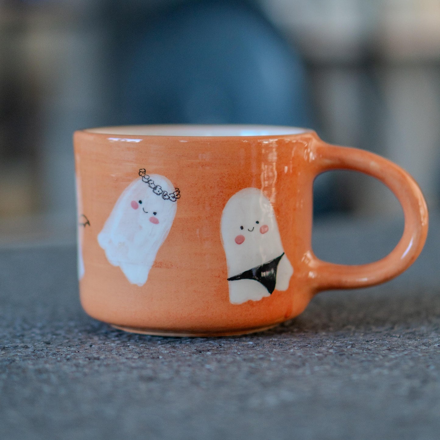 Cute Halloween Ghost Mug - Hand-Painted Ceramic Mug with Adorable Ghosts, Perfect Halloween Gift, Fun Fall Decor Coffee Cup