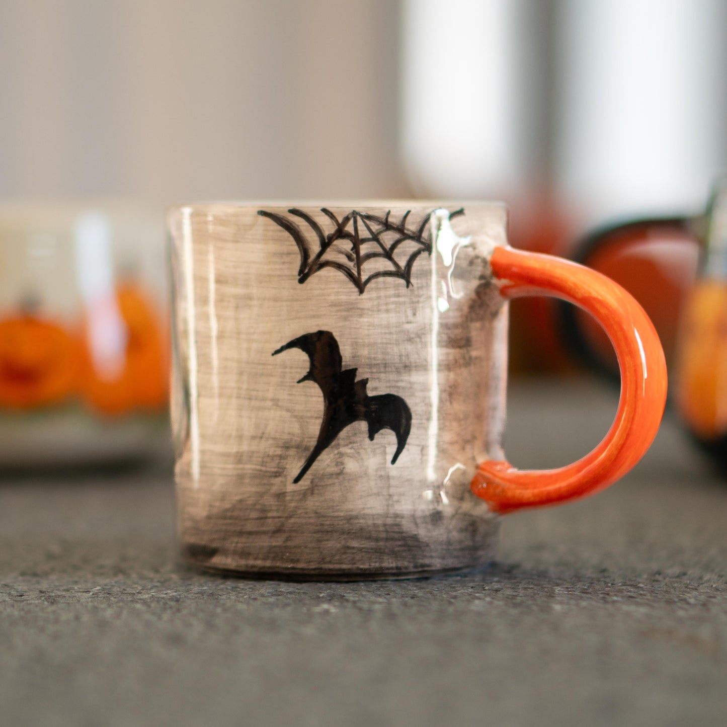 Ghost Killing Pumpkin, Funny Halloween Mug, Pottery Mug, Fall Coffee Mug