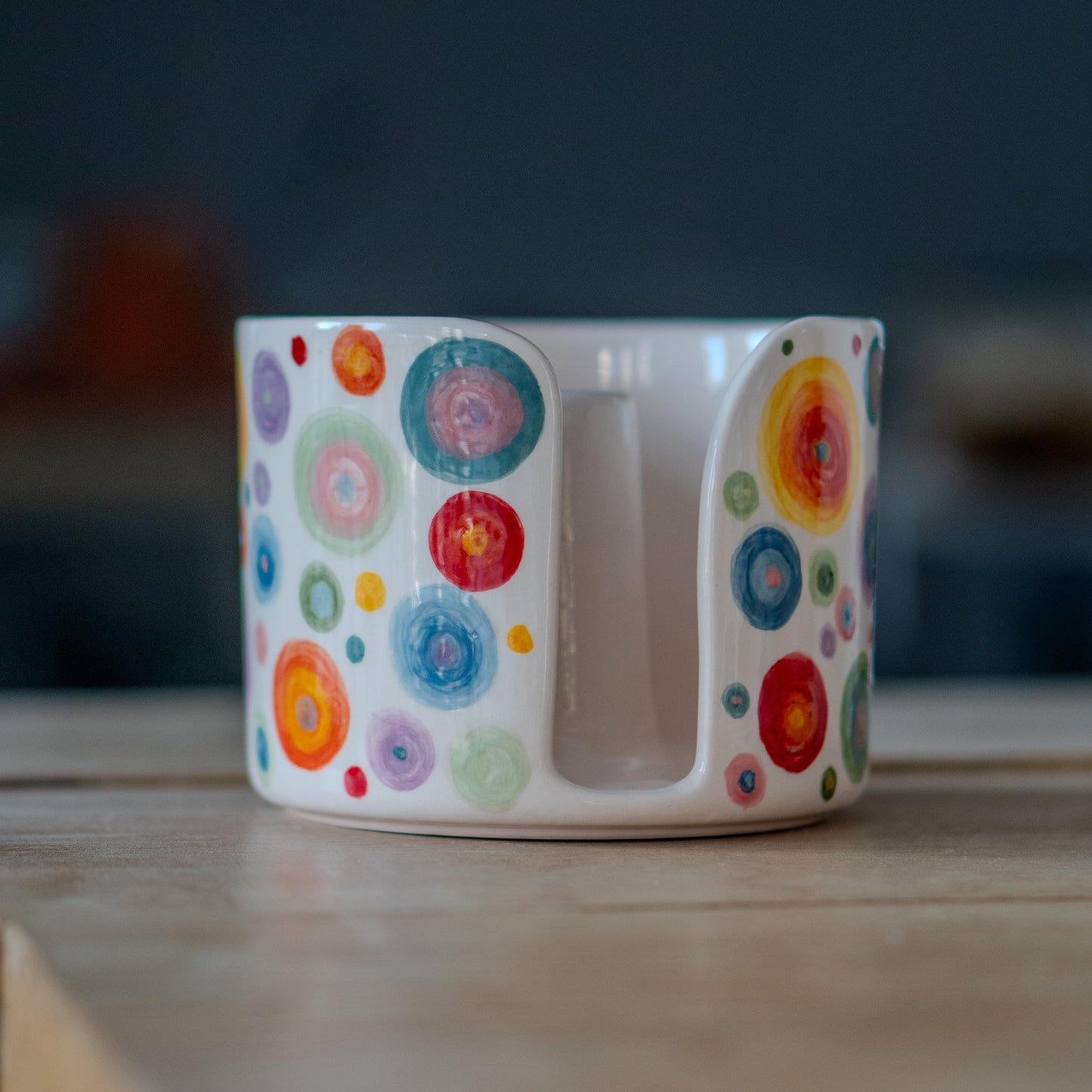 Ceramic Paper Towel Holder, Hand-Painted Paper Towel Holder - Vibrant Dots Ceramic Kitchen Roll Stand, Unique Kitchen Organizer