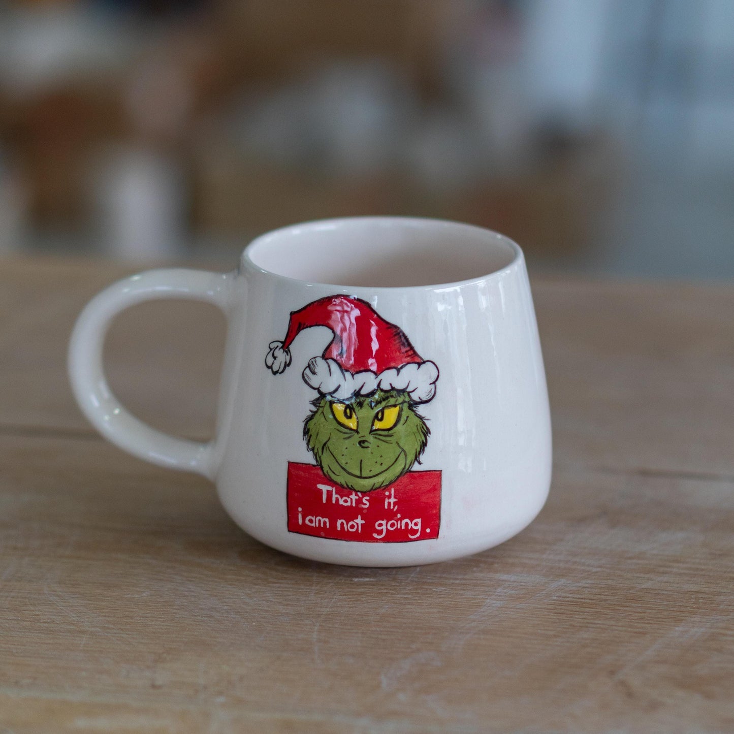 Custom Christmas Grinch Mug - Personalized Mug, New Year Winter Mug, Handmade Ceramic Coffee Mug
