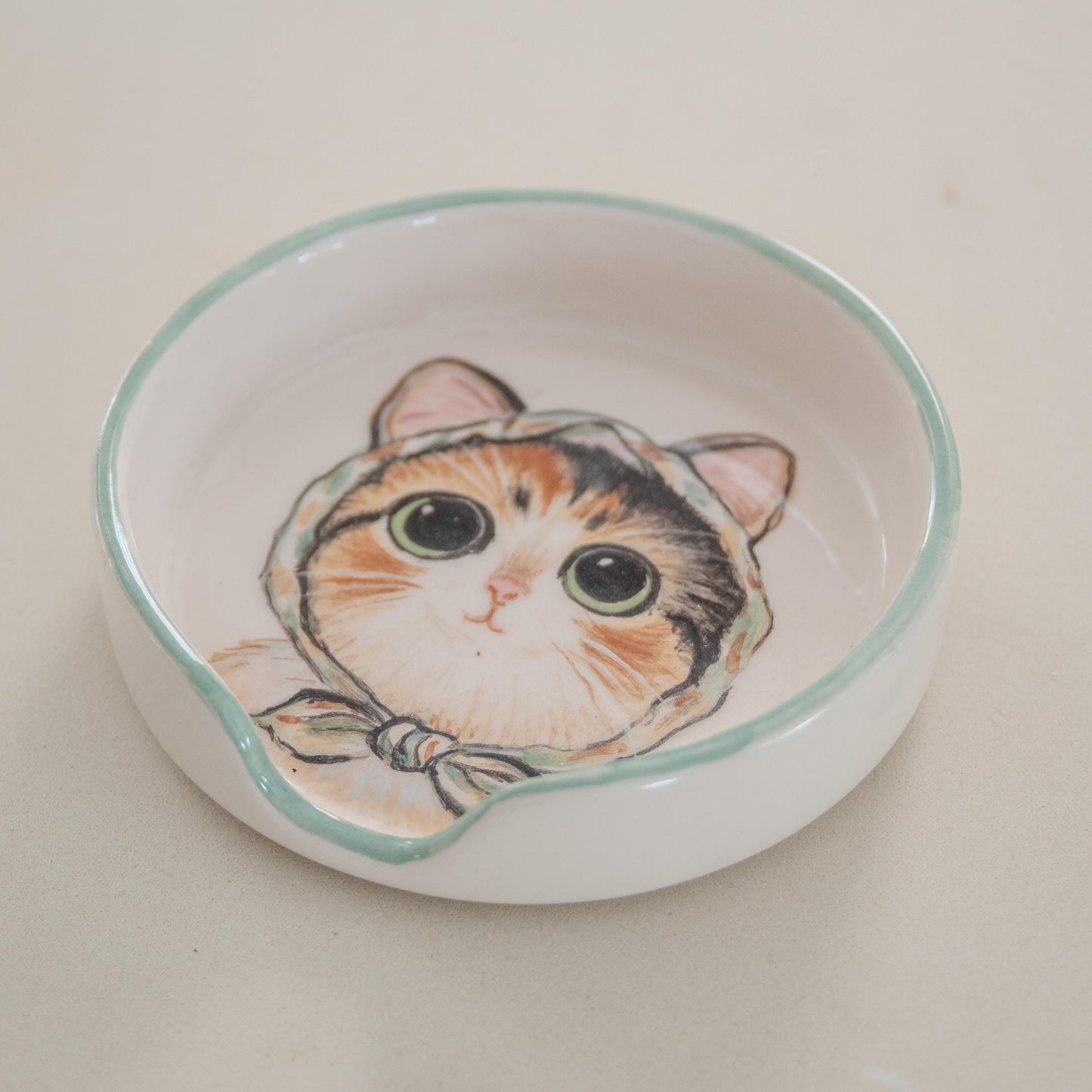 Cat Spoon Rest – Handmade Ceramic Spoon Holder, Illustrated Cat Dish, Cute Cat Kitchen Decor, Gift for Cat Lovers