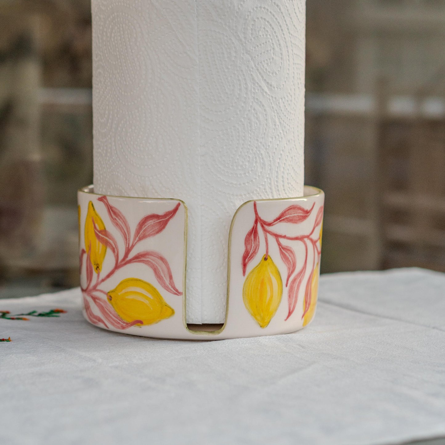Handmade Ceramic Lemon Paper Towel Holder: Kitchen Decor