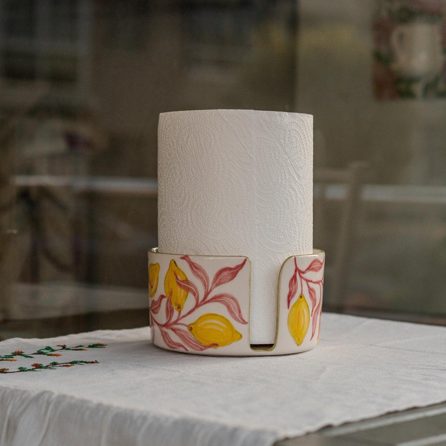 Handmade Ceramic Lemon Paper Towel Holder: Kitchen Decor