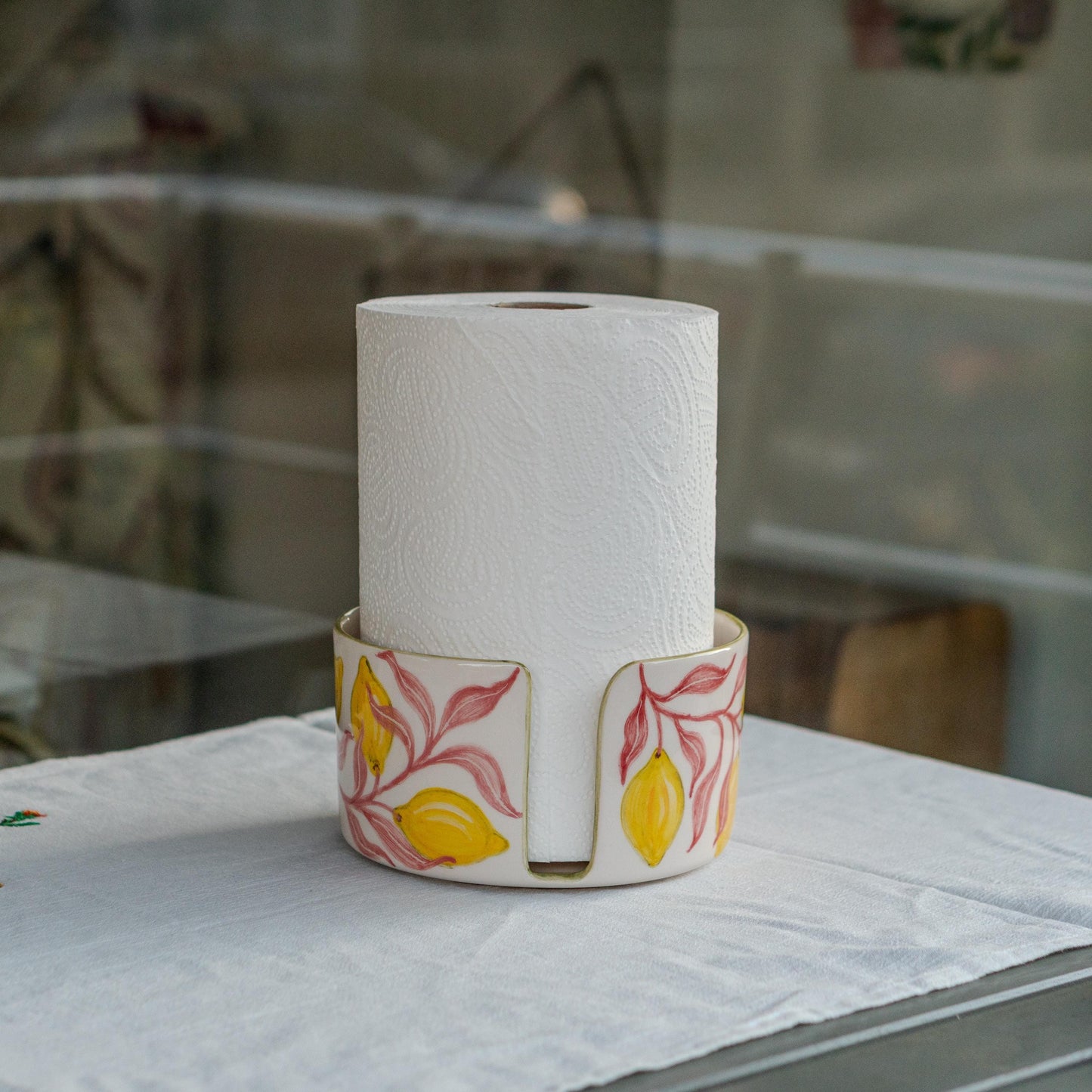 Handmade Ceramic Lemon Paper Towel Holder: Kitchen Decor
