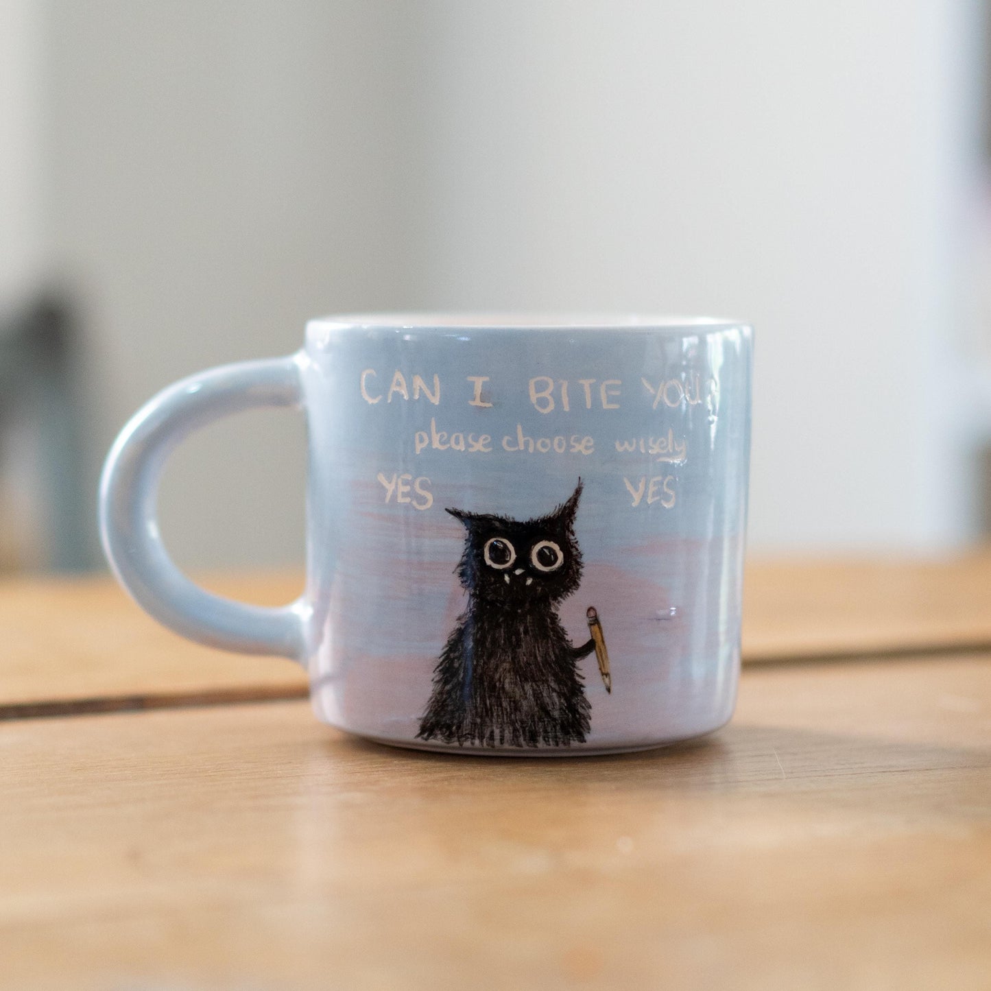 Cute Cat Mug – Ceramic Coffee Mug, Funny Mug, Cat Mom Gift, Whimsical Animal Lover Mug - Can I Bite You