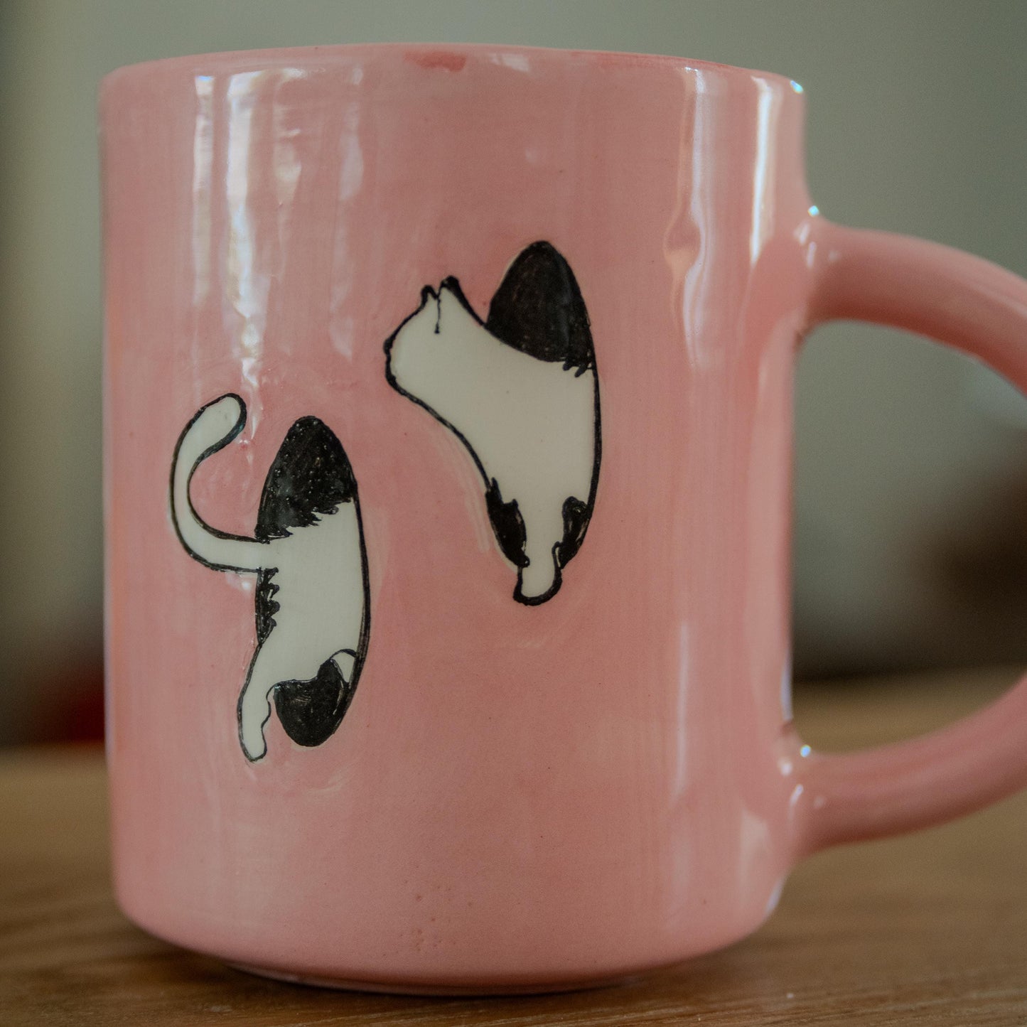 Cute Cat Mug – Pink Handmade Ceramic Mug, Kitty Cup, Cat Lover Gift, Minimalist Cat Art, Funny Coffee Mug, Pottery Cat Cup