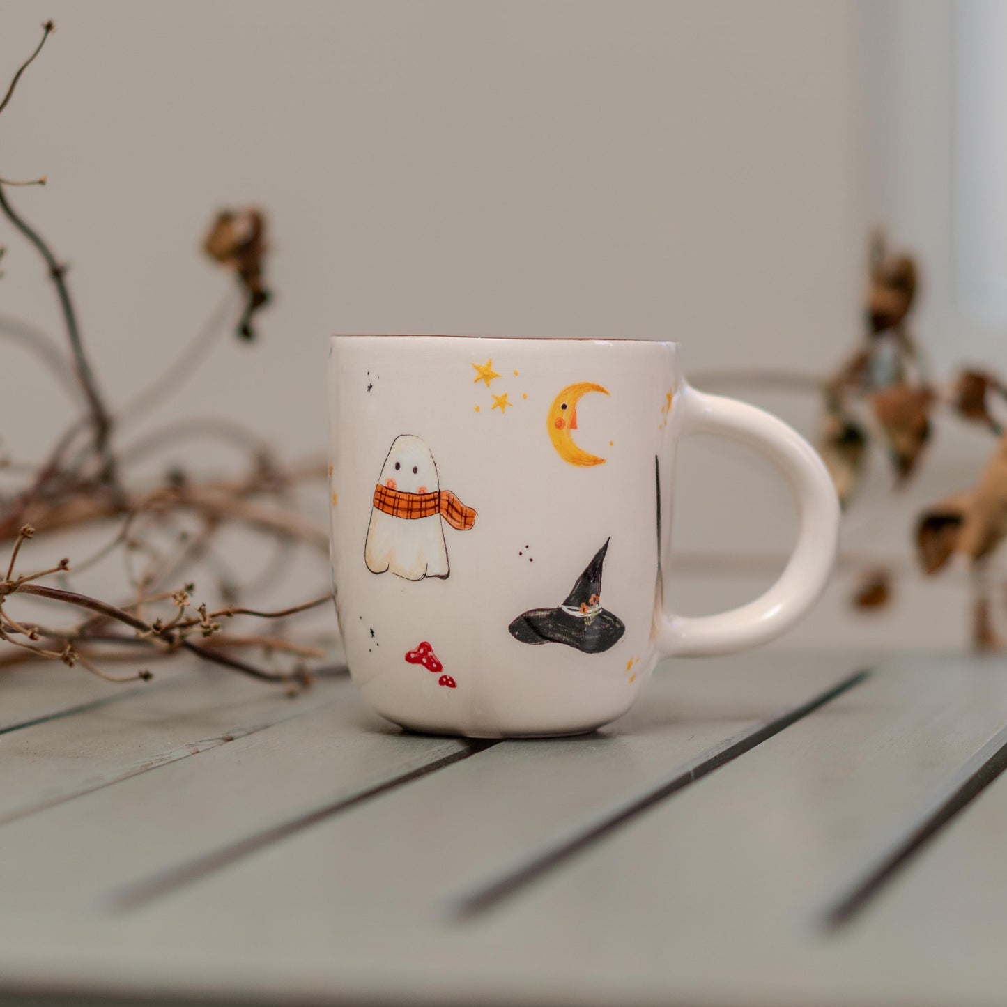 Halloween Mug - Witch Cauldron Mug, Cute Ghost, Handmade Ceramic Spooky Cup, Witchy Halloween Decor, Unique Goth Gift