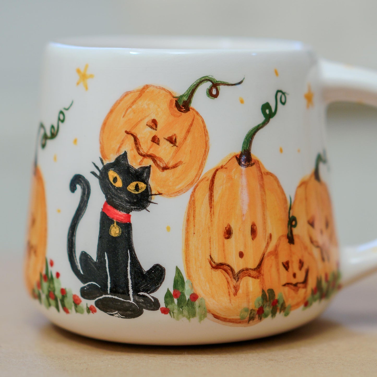 Halloween Cat Mug: Pumpkin & Witchy Design, Seasonal Gift