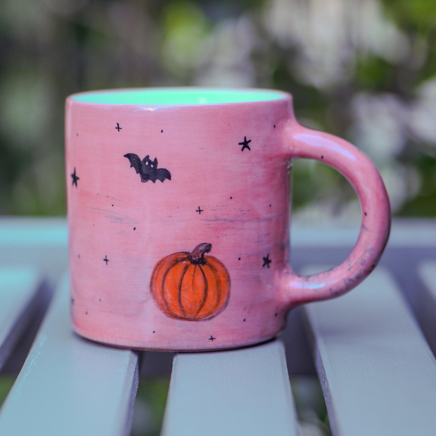 Handmade Halloween Ghost Mug: Ceramic Pumpkin Coffee Cup
