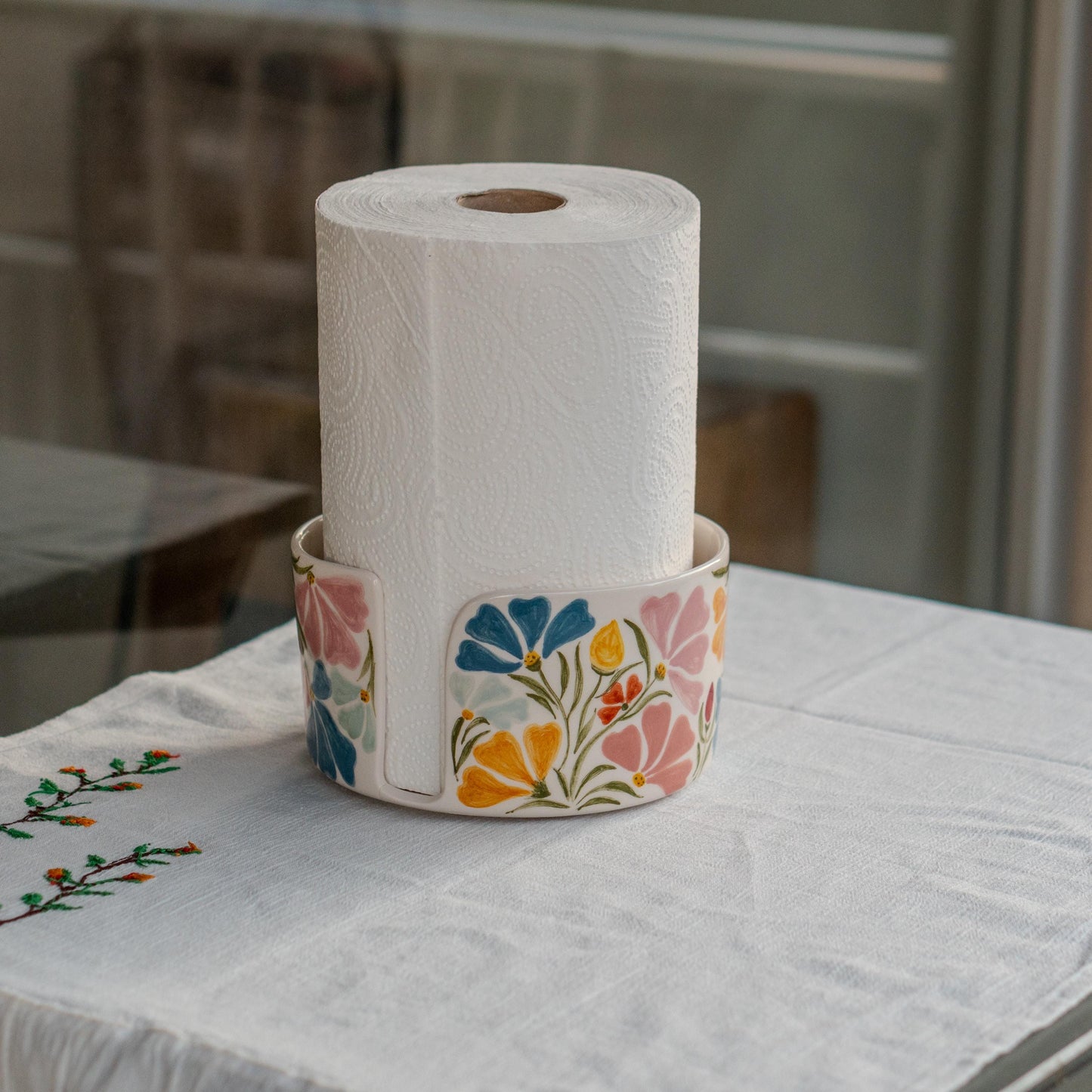 Paper Towel Holder Countertop, Summer Kitchen Decor, Floral Kitchen Decor