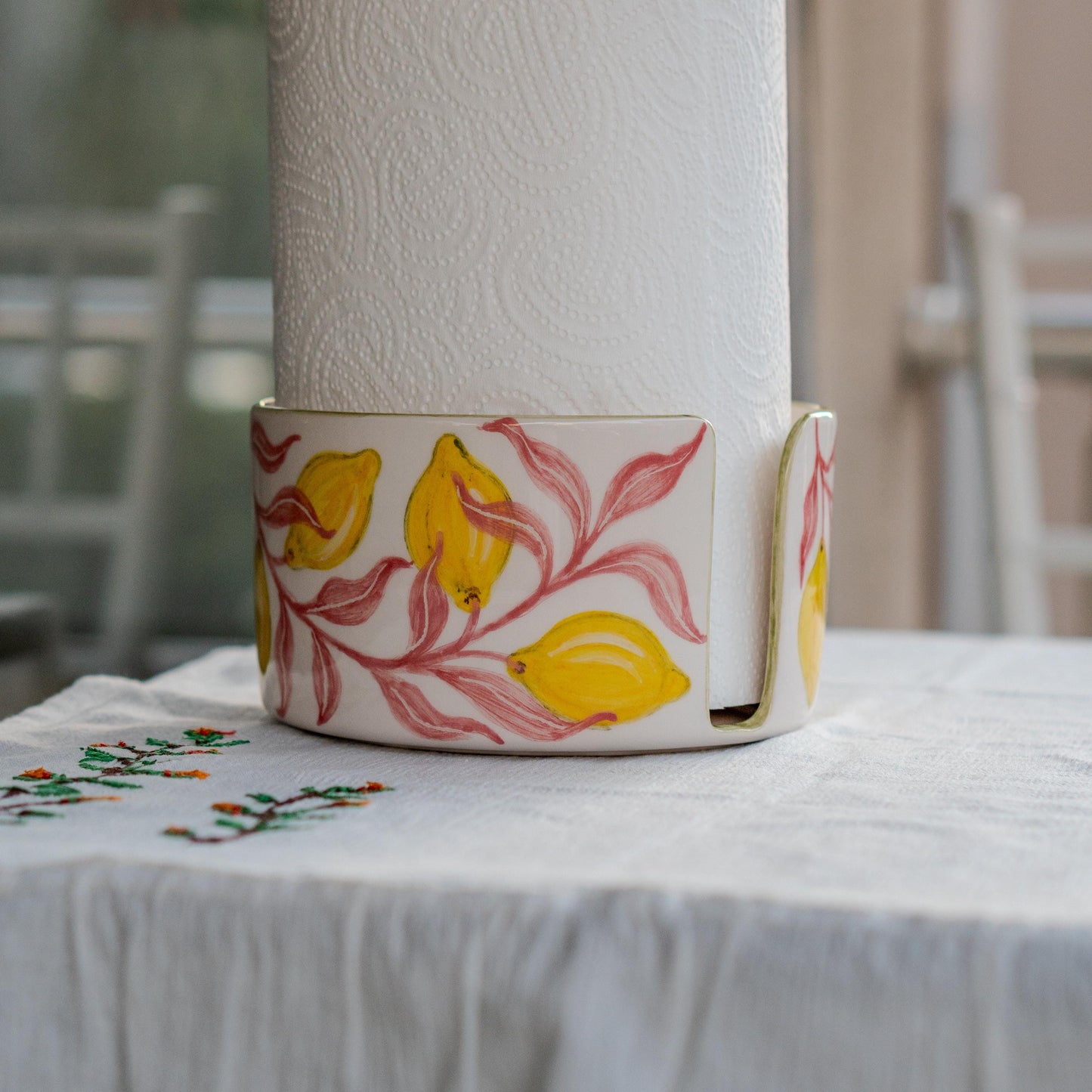 Handmade Ceramic Lemon Paper Towel Holder: Kitchen Decor
