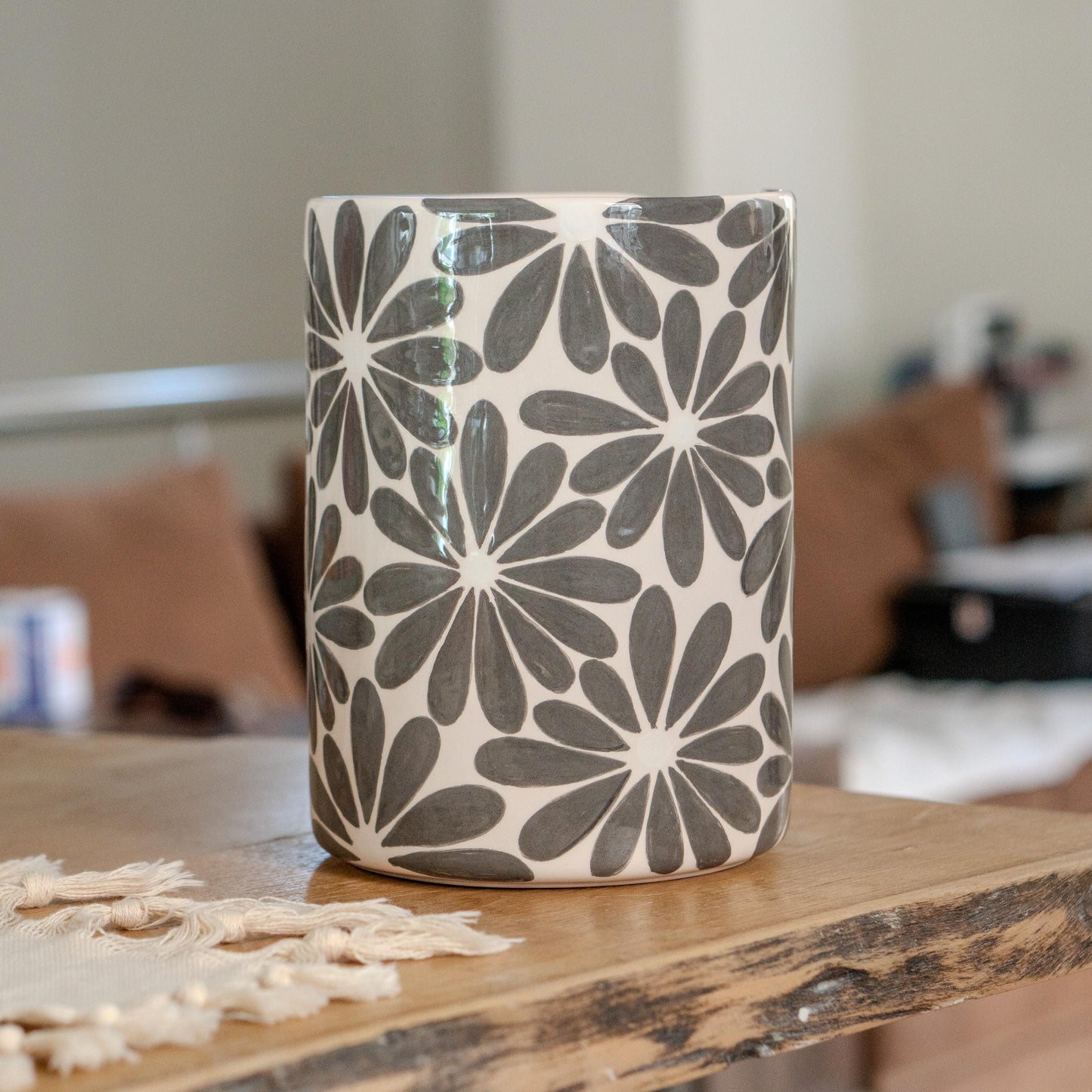 Handmade Ceramic Paper Towel Holder: Floral Kitchen Decor