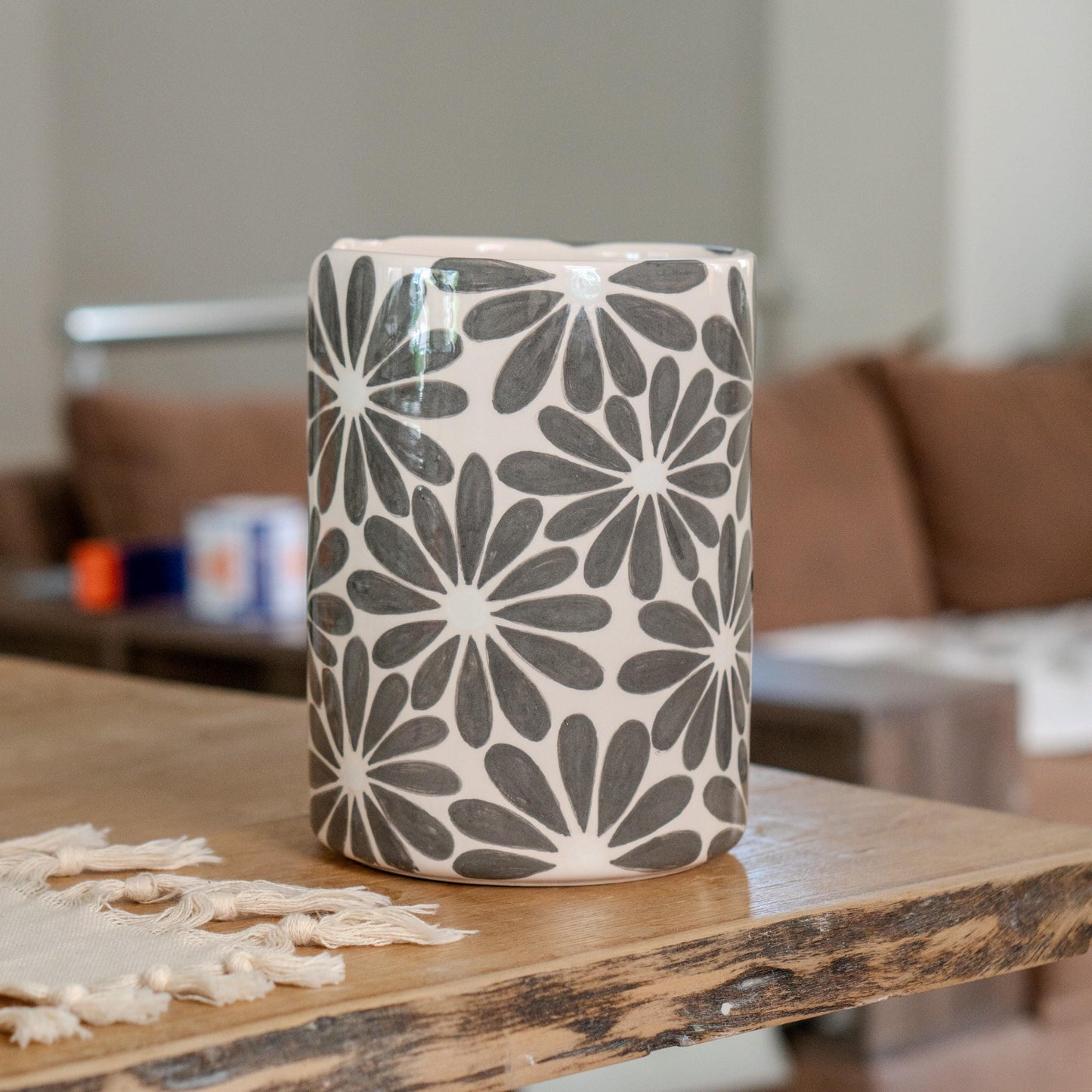 Handmade Ceramic Paper Towel Holder: Floral Kitchen Decor