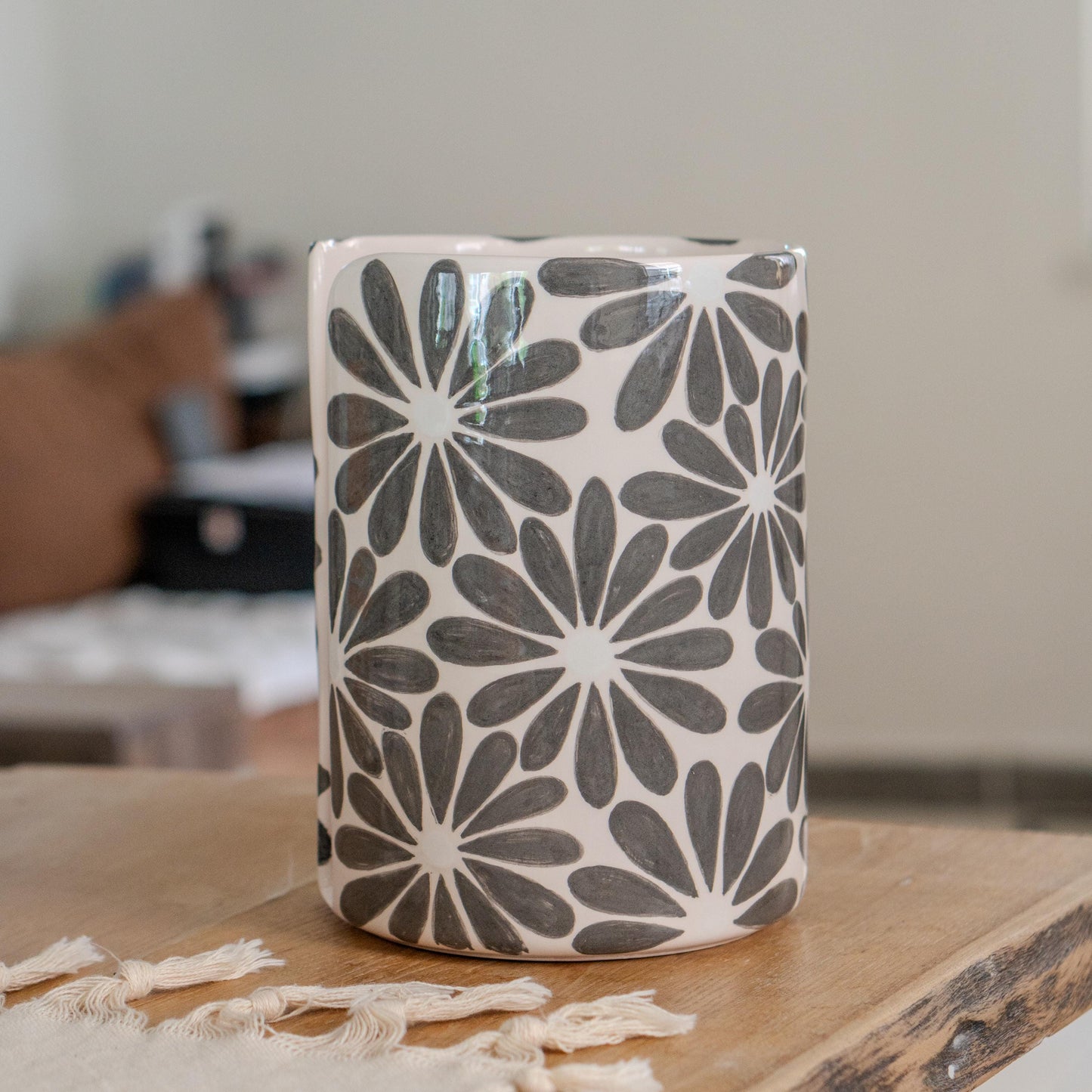 Handmade Ceramic Paper Towel Holder: Floral Kitchen Decor