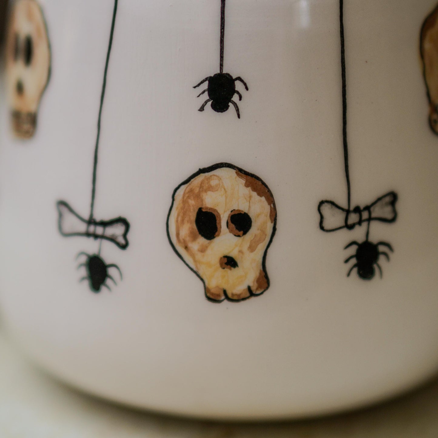 Skull Mug - Skeleton Mug, Funny Halloween Mug, Hazard Warning Mug, Pottery Mug