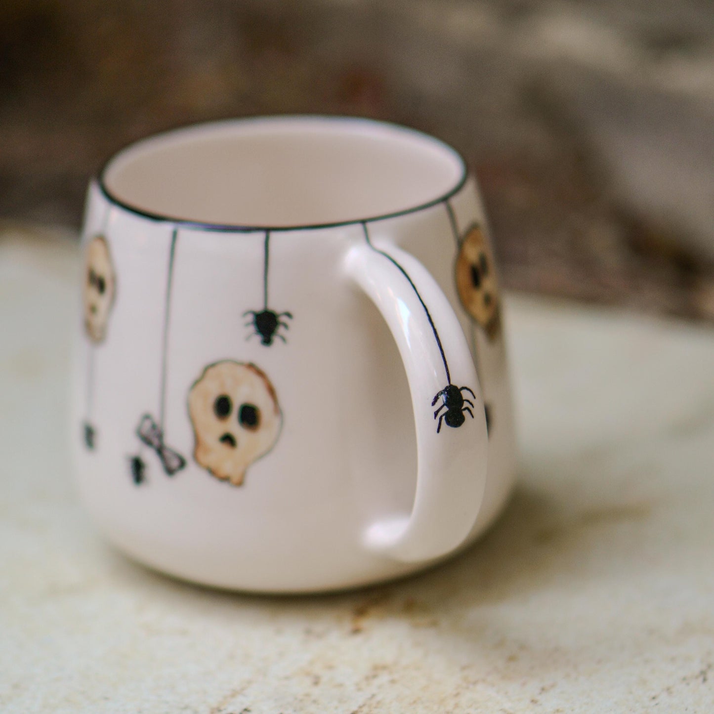 Skull Mug - Skeleton Mug, Funny Halloween Mug, Hazard Warning Mug, Pottery Mug