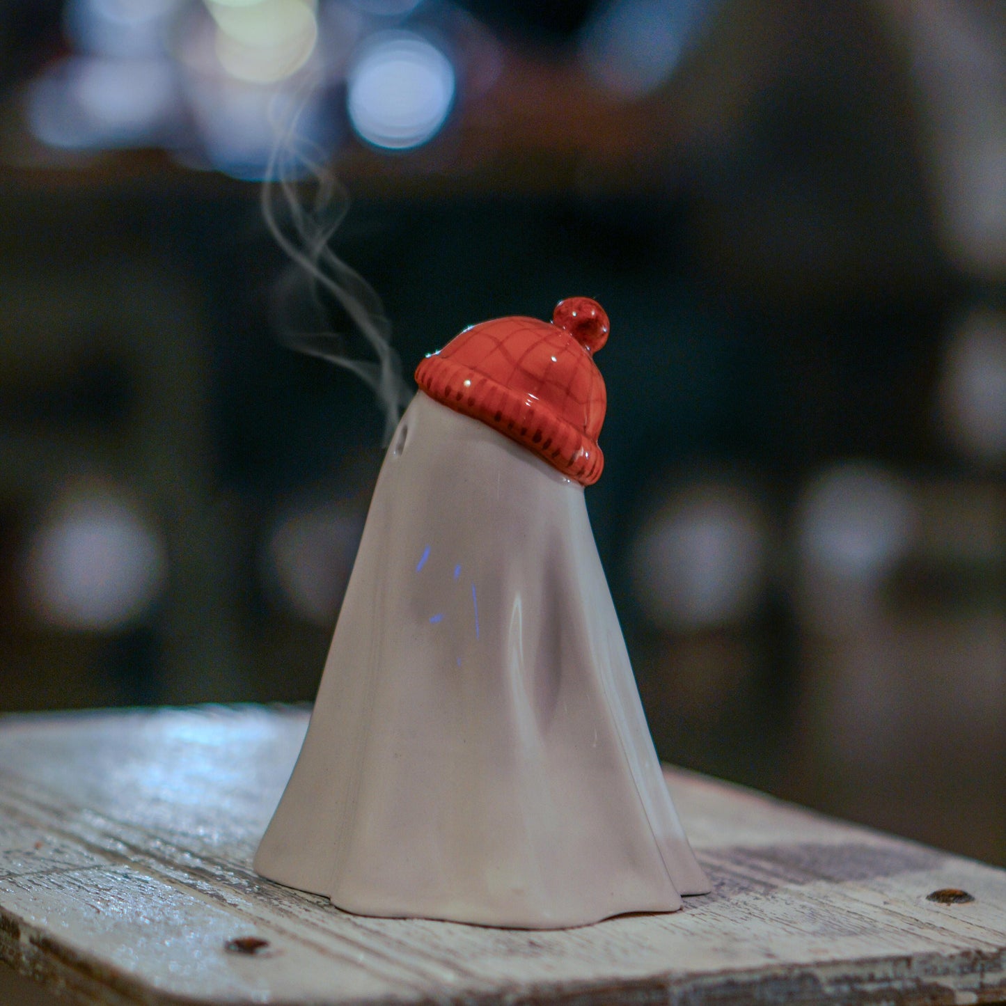 Handmade Ceramic Ghost Incense Holder: Whimsical Halloween Decor