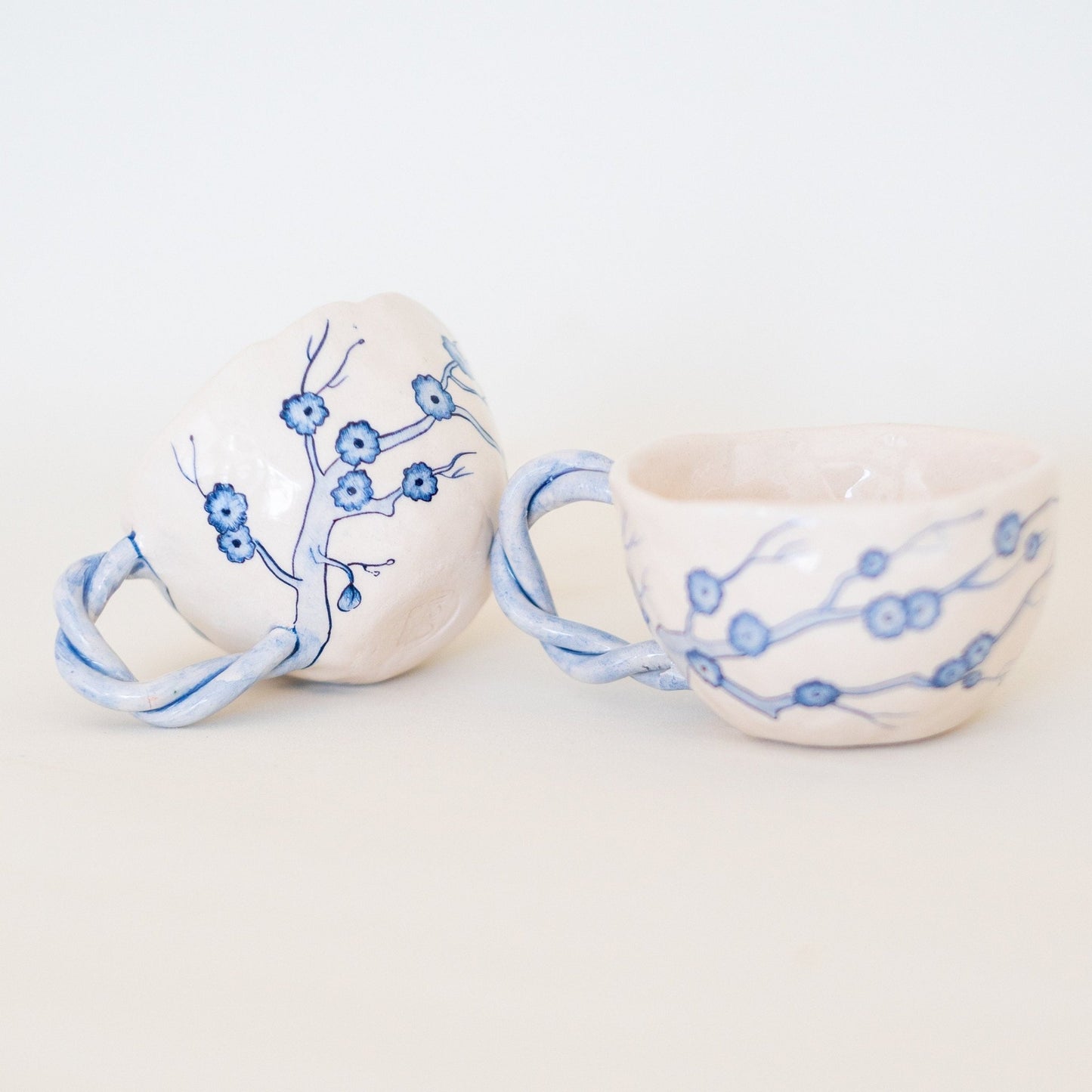Minimalist Sakura Vintage Mug - Handmade Flower Designed Cup - Coffee Mug - Special Gift - Valentines Gift - Ceramic Coffee Pottery