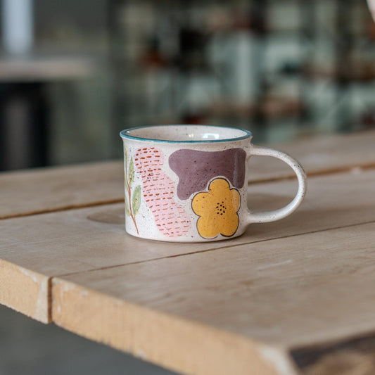Pottery Mug Abstract Floral Coffee Mug