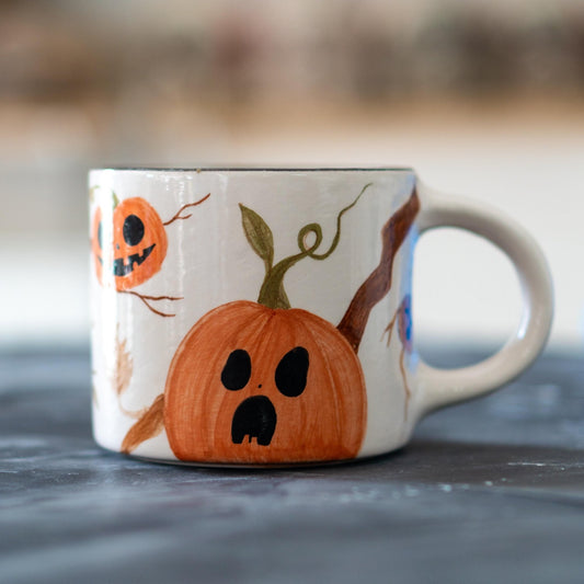 Screaming Pumpkin Funny Mug, Handmade Ceramic Mug Cute Halloween Mug