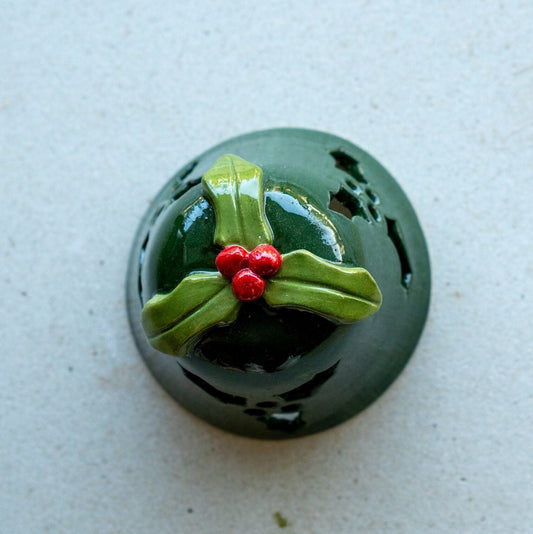 Vintage Christmas Jingle Bells Tea Light Holder, Handmade Ceramic Christmas Decor