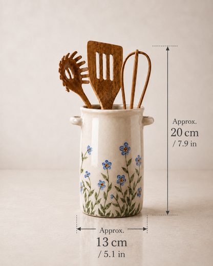 Ceramic Spoon Holder - Floral Spoon Crock