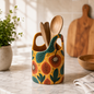 Hand Painted Ceramic Utensil Holder | Boho Spoon Crock