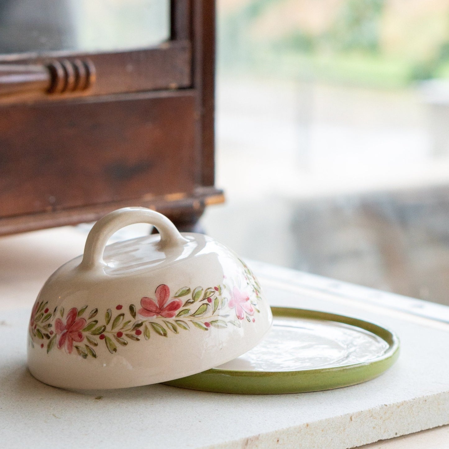 Butter Dish Flower Decorated Plate, Butter Dish With Lid