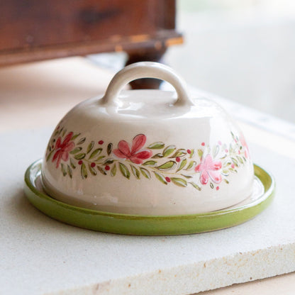Butter Dish Flower Decorated Plate, Butter Dish With Lid
