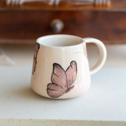 Butterfly Mug - Handmade Coffee Mug, Ceramic Coffee Cup, Handpainted Mug