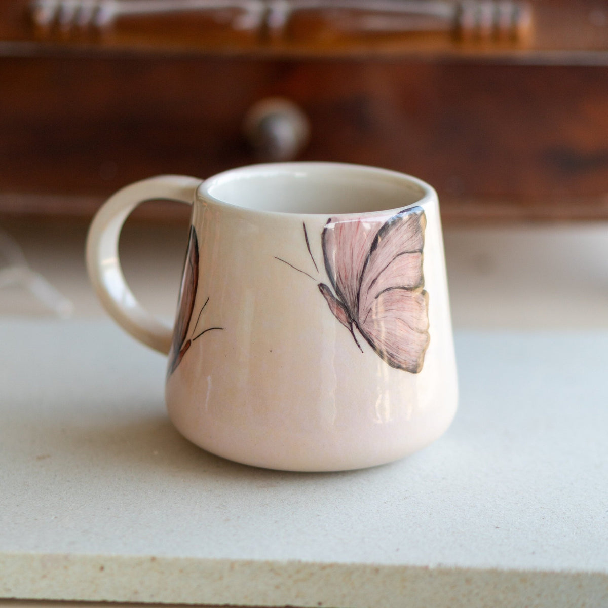 Butterfly Mug - Handmade Coffee Mug, Ceramic Coffee Cup, Handpainted Mug