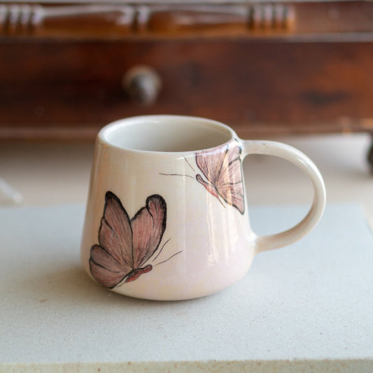 Butterfly Mug - Handmade Coffee Mug, Ceramic Coffee Cup, Handpainted Mug