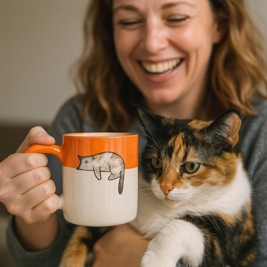 Calico Cat Mug - Catfully Mug, Custom Pet Mug, Cat Lover Gift, Calicocat Coffee Mug, Pottery Mug