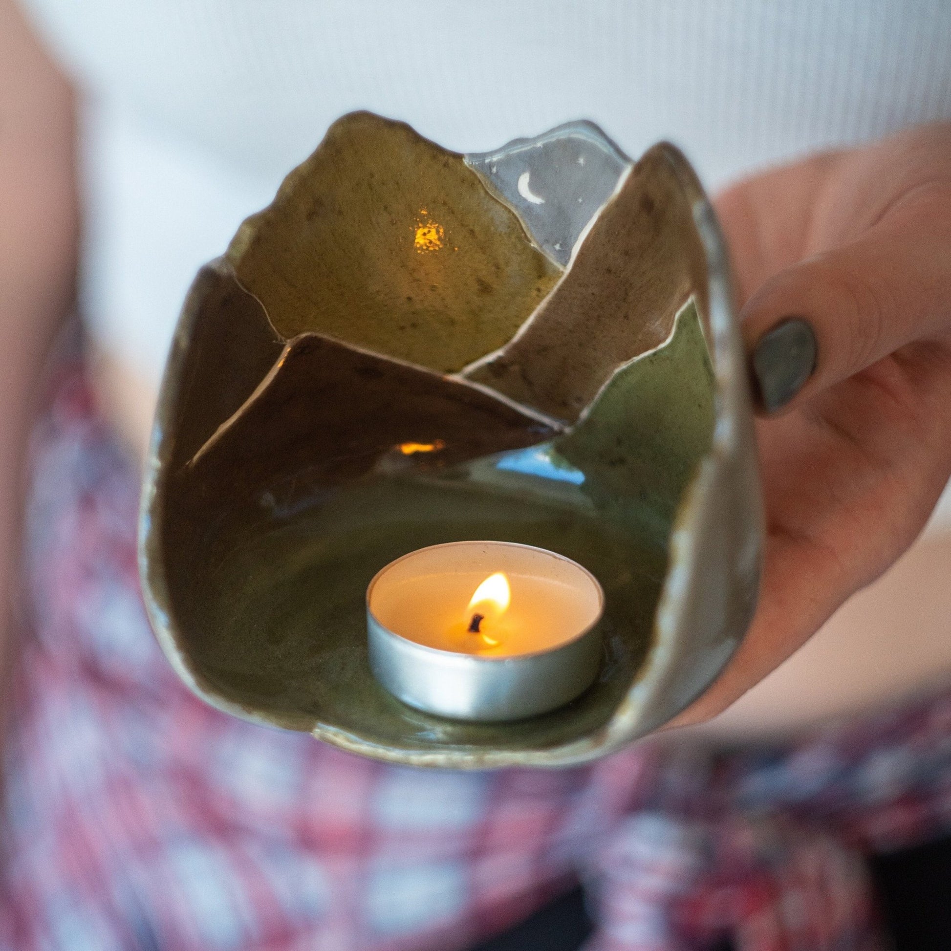 Candle Holder - Handmade Tea Light Holder Mountain Decor, Night and Mountain Theme, Indoor Home Decor