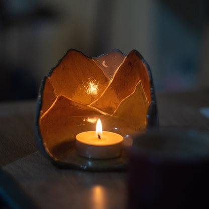 Candle Holder - Handmade Tea Light Holder Mountain Decor, Night and Mountain Theme, Indoor Home Decor