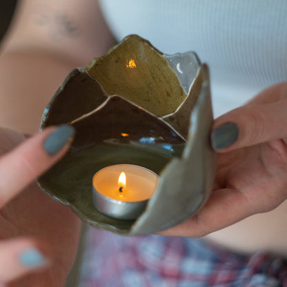 Candle Holder - Handmade Tea Light Holder Mountain Decor, Night and Mountain Theme, Indoor Home Decor