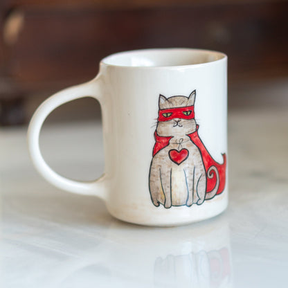 Cat Mug - Funny Mug, Tea Mug, Handmade Ceramic Mug, Cat Lover Gift, Cat Mom and Cat Dad Gift