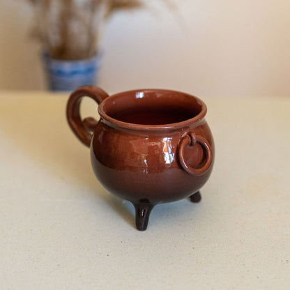 Cauldron Halloween Mug, Pottery Mug, Handmade Witch Mug, Large Mug