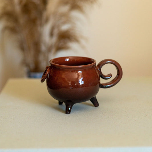 Cauldron Halloween Mug, Pottery Mug, Handmade Witch Mug, Large Mug