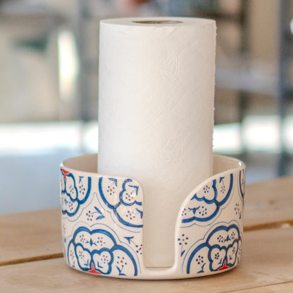 Ceramic Paper Towel Holder - Floral Design, Towel Holder Countertop, Toilet Paper Holder