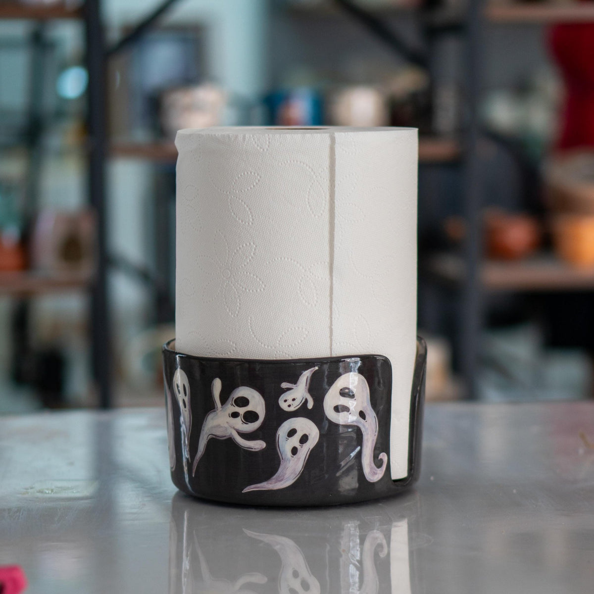 Ceramic Paper Towel Holder, Halloween Home Decor, Gothic Kitchen Decor