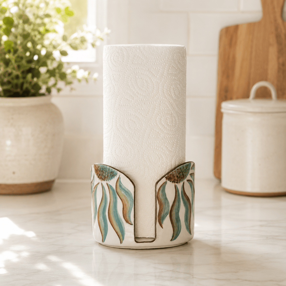 Ceramic Paper Towel Holder - Summer Decor, Kitchen Roll Holder, Bathroom Decor, Toilet Paper Holder