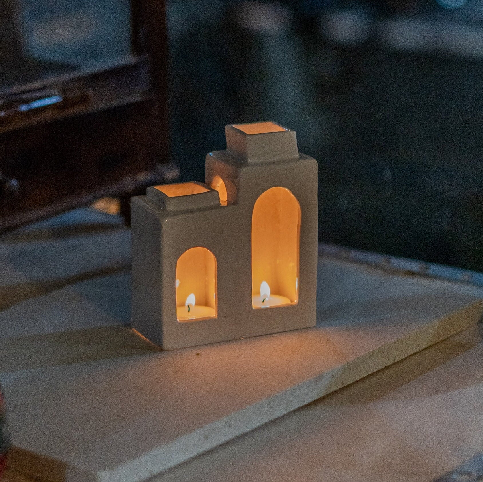 Ceramic Tea Light Holder, Handmade Home Decor, Unique Candle Holder