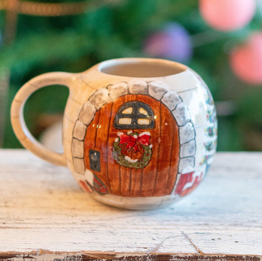 Christmas Coffee Mug, Cute House Decorated Ceramic Mug, Christmas Gift Idea