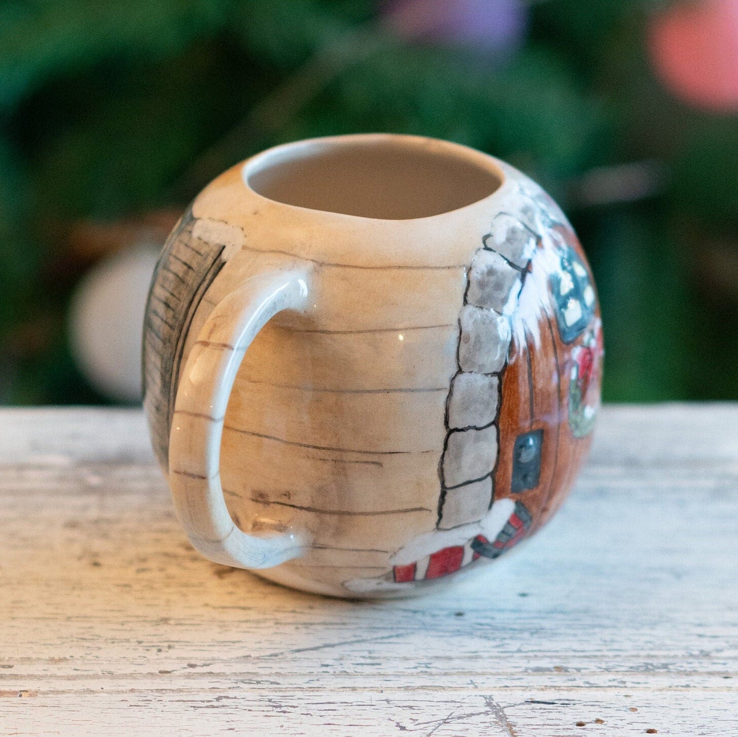 Christmas Coffee Mug, Cute House Decorated Ceramic Mug, Christmas Gift Idea