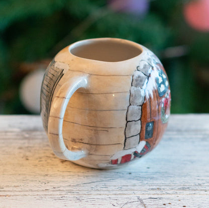 Christmas Coffee Mug, Cute House Decorated Ceramic Mug, Christmas Gift Idea