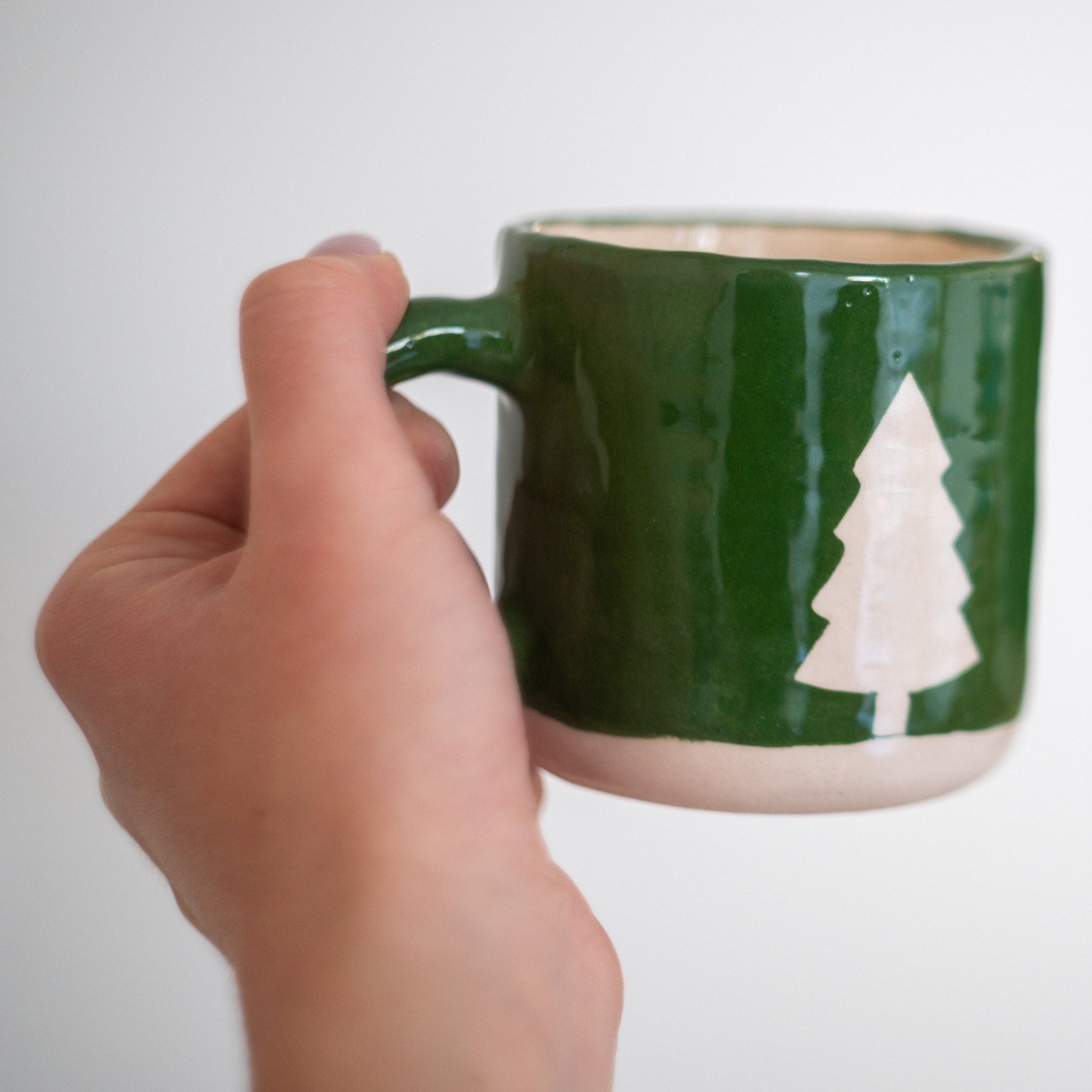 Christmas Coffee Mug - Handmade Mug Set, Pottery Mug Forest Theme